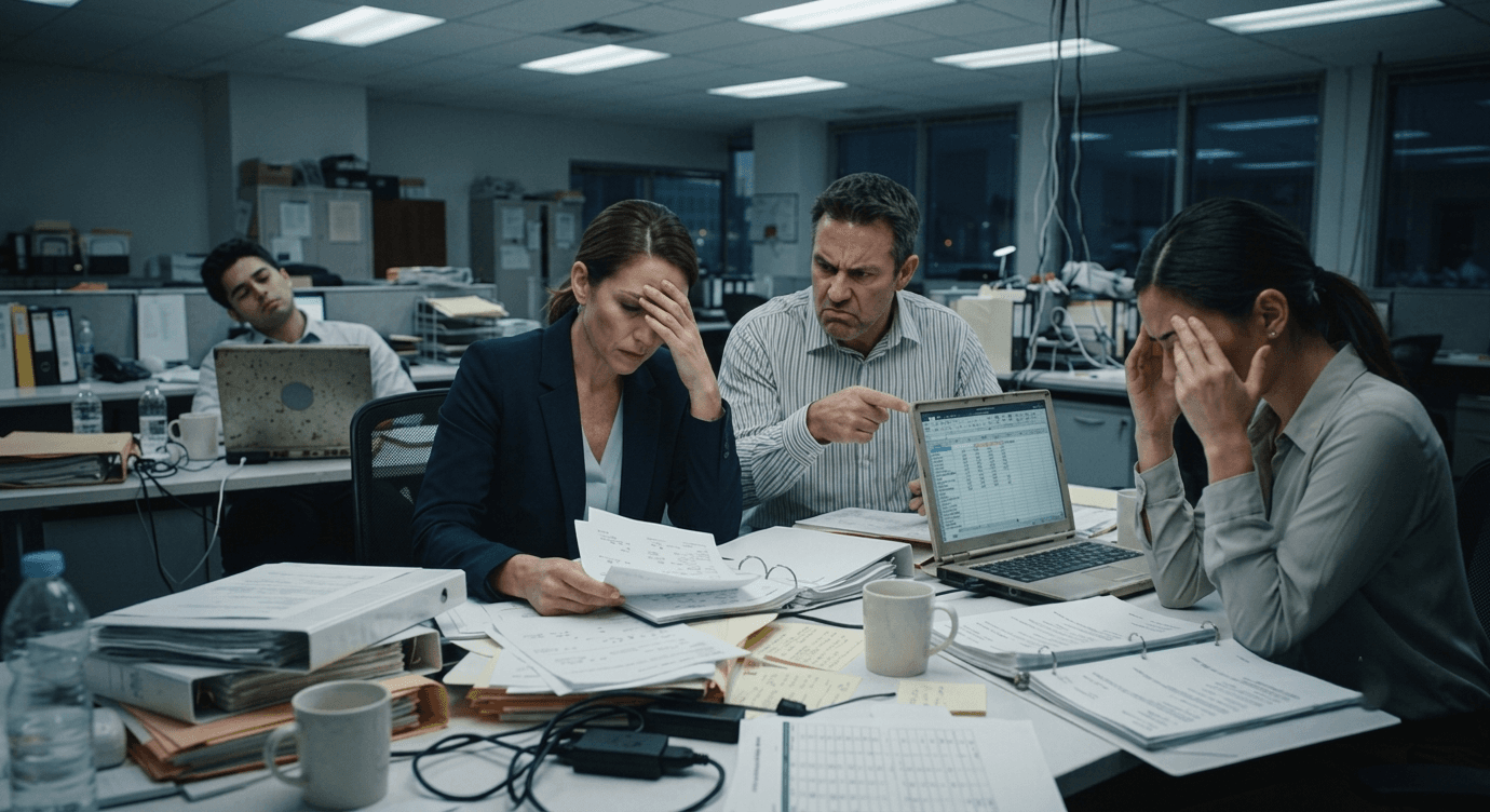Corporate team struggle