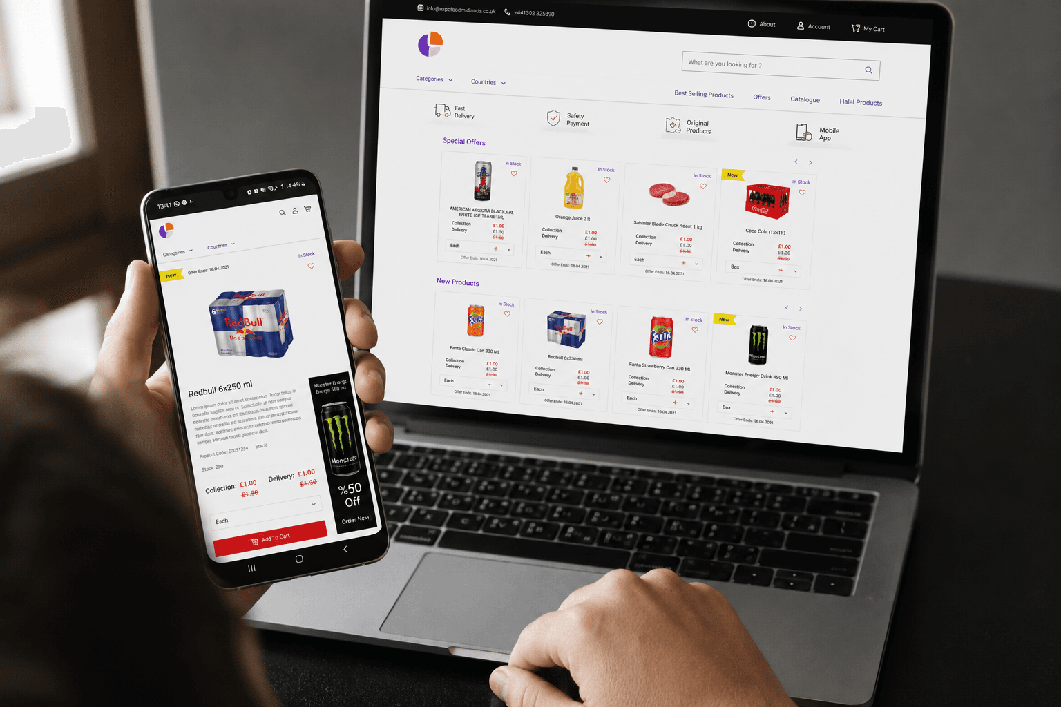Workspace laptop with digital commerce dashboards